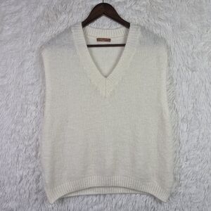 Andromede Paris Womens OS White Mohair Wool Blend Sweater Vest Old Money
